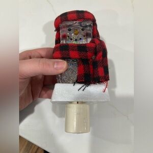 Roman Lights ice cube snowman nightlight plug in acrylic red black plaid check